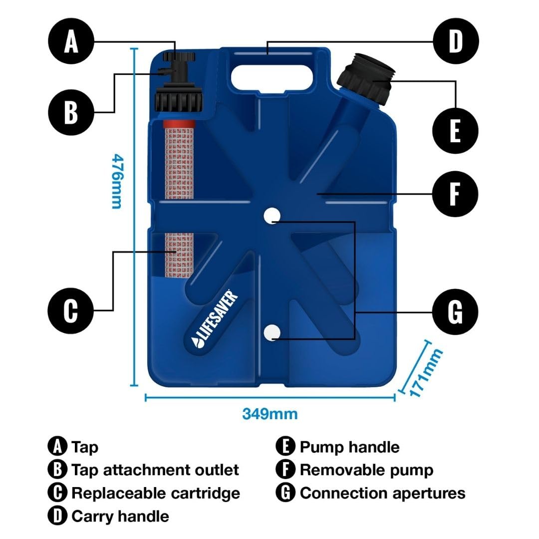 20,000 Liter Capacity Lifesaver Systems Filtering Can, Dark Blue, One Size, LFJC20DBVC