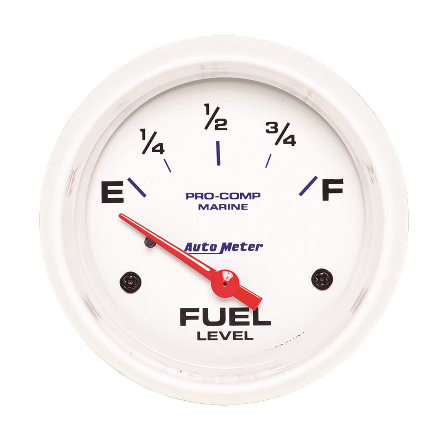 Fuel Level AutoMeter Gauge, 2 5/8", 240Ωe to 33Ωf, Elec, Marine White (200761)