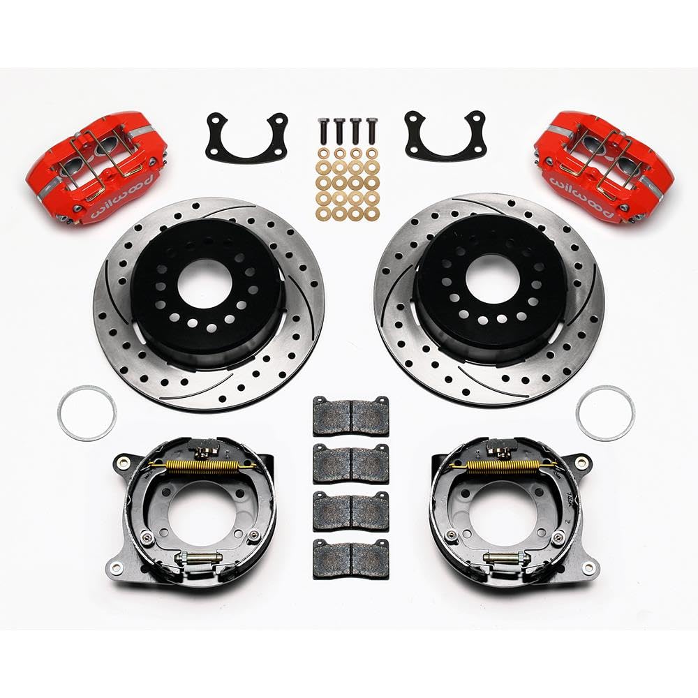 WILWOOD 140-13181-DR P/S DPL Kit, Drilled-Red, New Big Ford 2.50" Offset