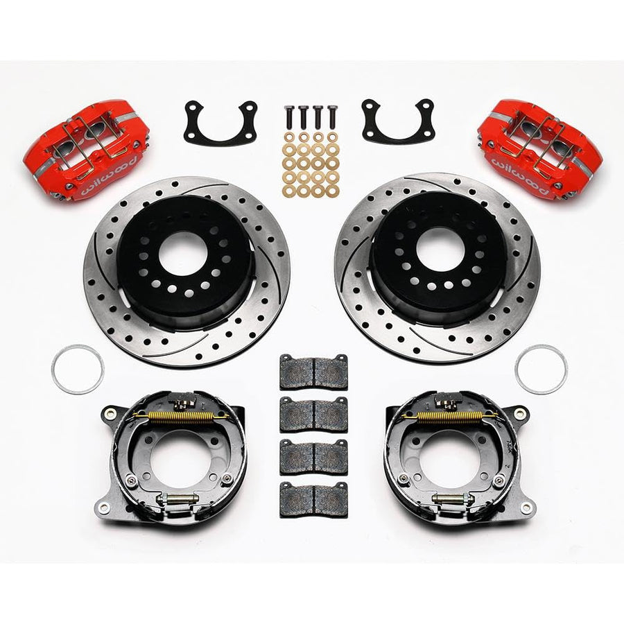 WILWOOD 140-13181-DR P/S DPL Kit, Drilled-Red, New Big Ford 2.50" Offset