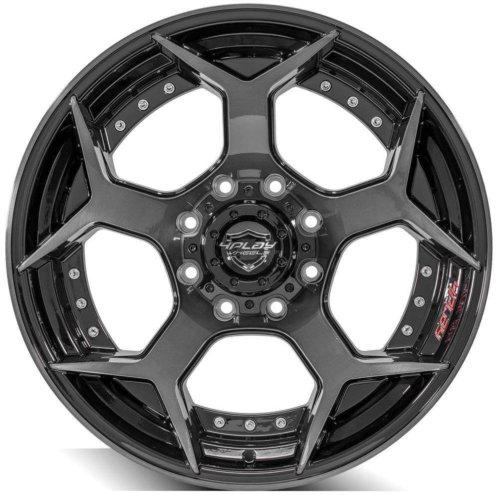 4PLAY 22x10 Wheel for GM-Ford-Dodge-Hummer 4P50 Brushed Black Rim 4P50-22100-8650-24BBT