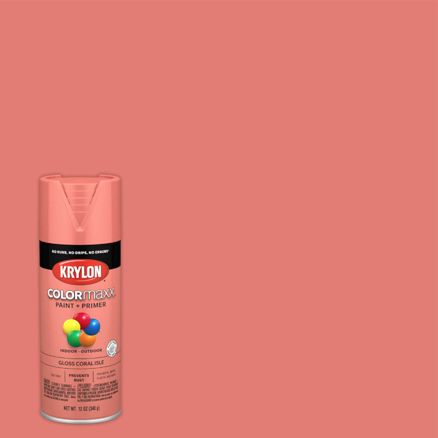 Krylon K05514007 Spray Paint and Primer COLORmaxx for Indoor/Outdoor Use, Gloss Coral Isle 12 Ounce (Pack of 1)