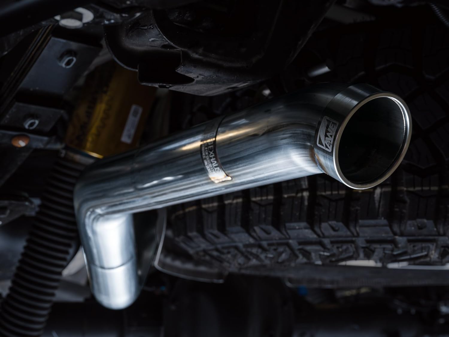 22-23 GMC Sierra 1500 AT4X AWE Tuning 6.2L 0FG Catback Split Dual (Flat Bumper) - Bashguard(No Tips) - 3015-31972
