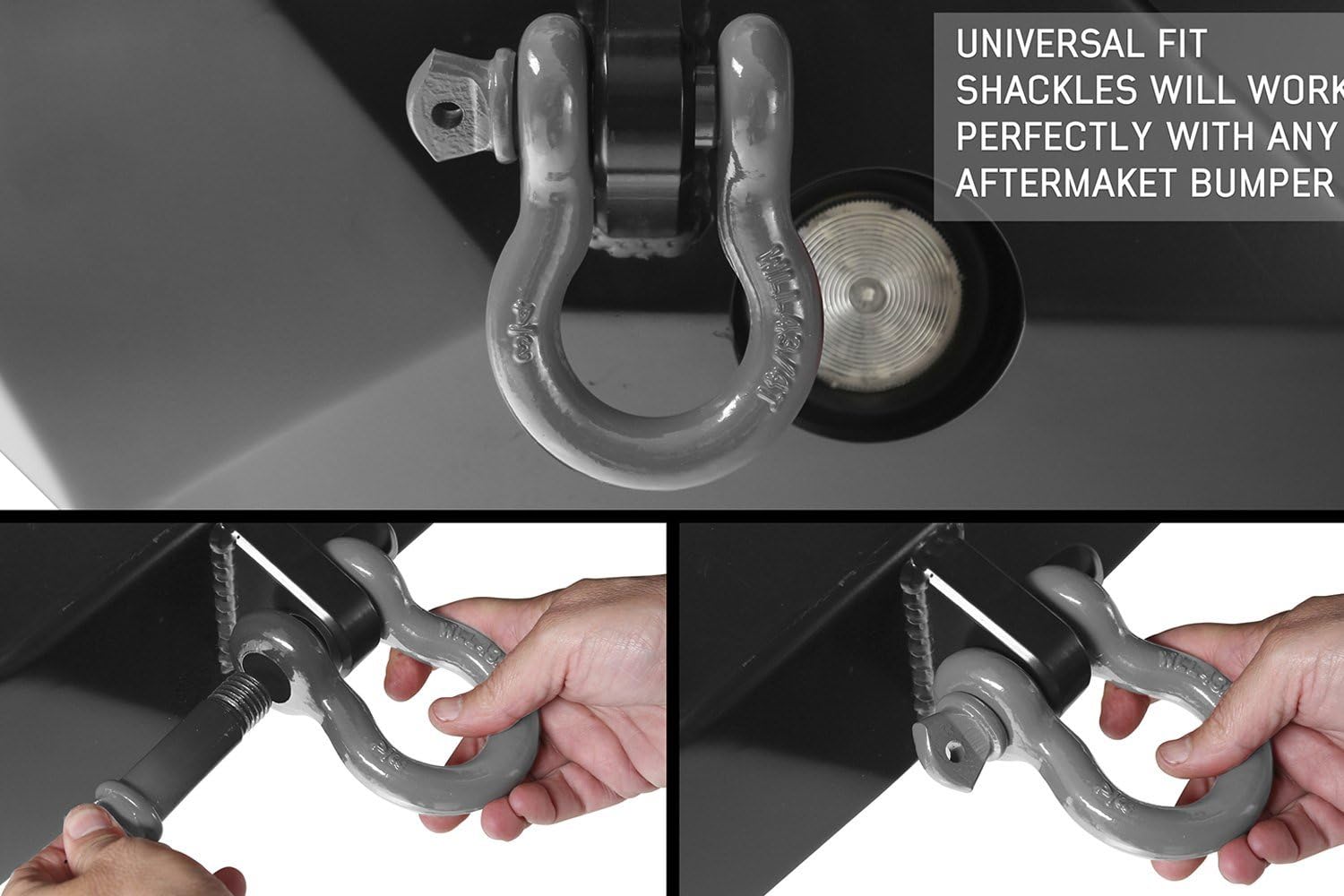 Recovery Shackle Overland Vehicle Systems 3/4" 4.75 Ton - Gray
