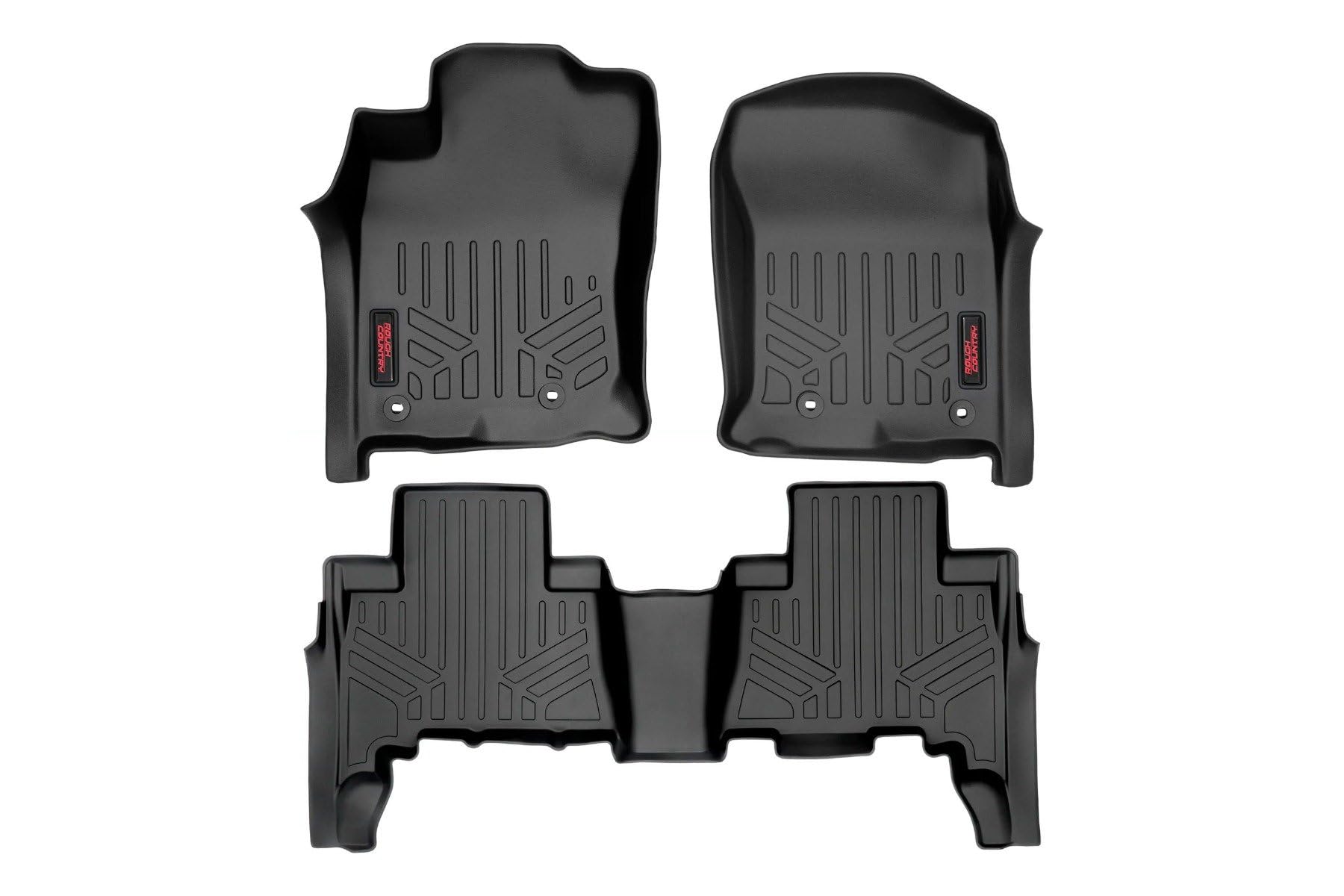 Rough Country Floor Mats All Weather for Toyota 4Runner (2013-2024) - Non-Slip Waterproof Flexible Floor Mat, Front & Rear Set