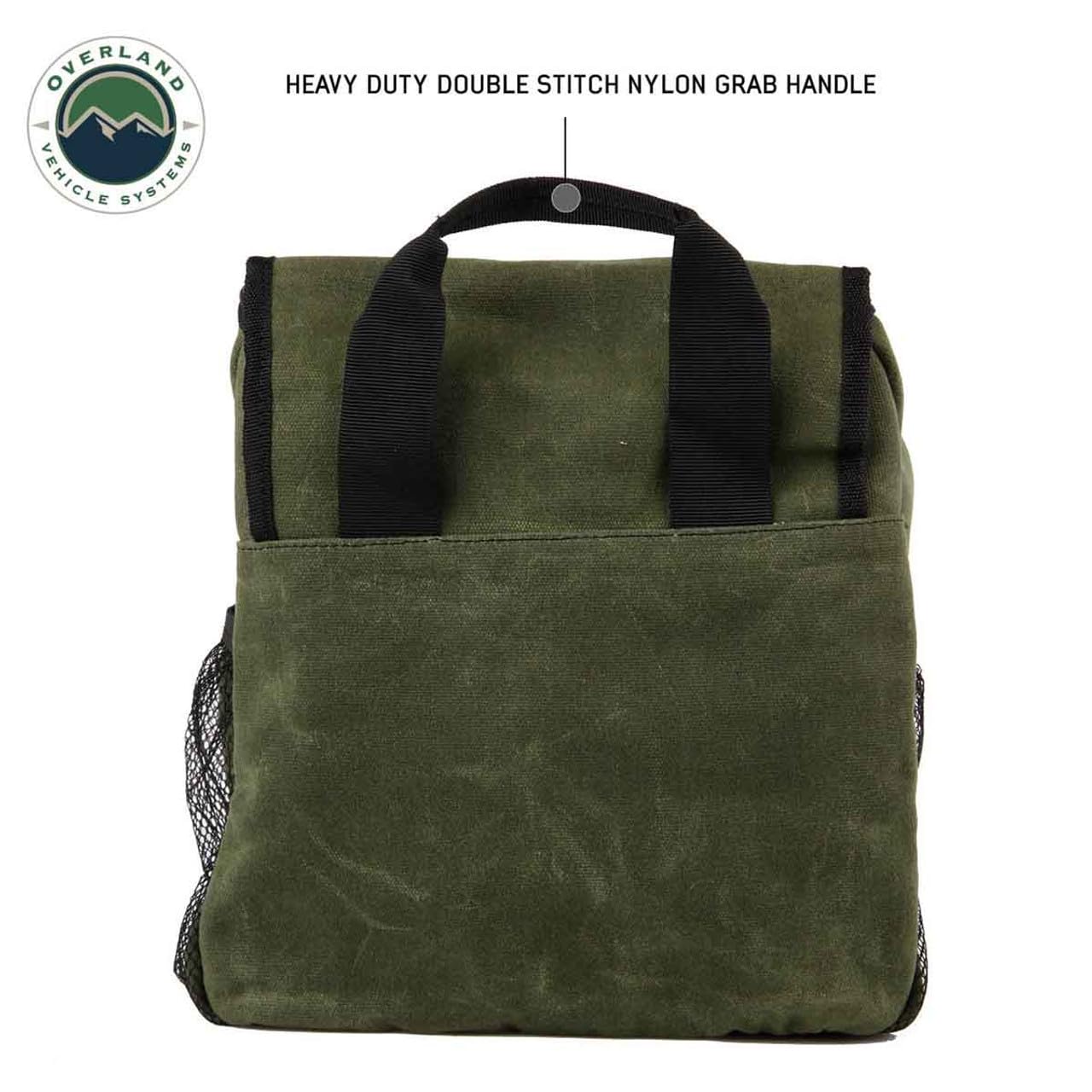 Overland Vehicle Systems Bag Overnight with Handle & Straps - #16 Waxed Canvas Storage - Infused with Paraffin Wax Waterproofing - Doubled Reinforced Stitching