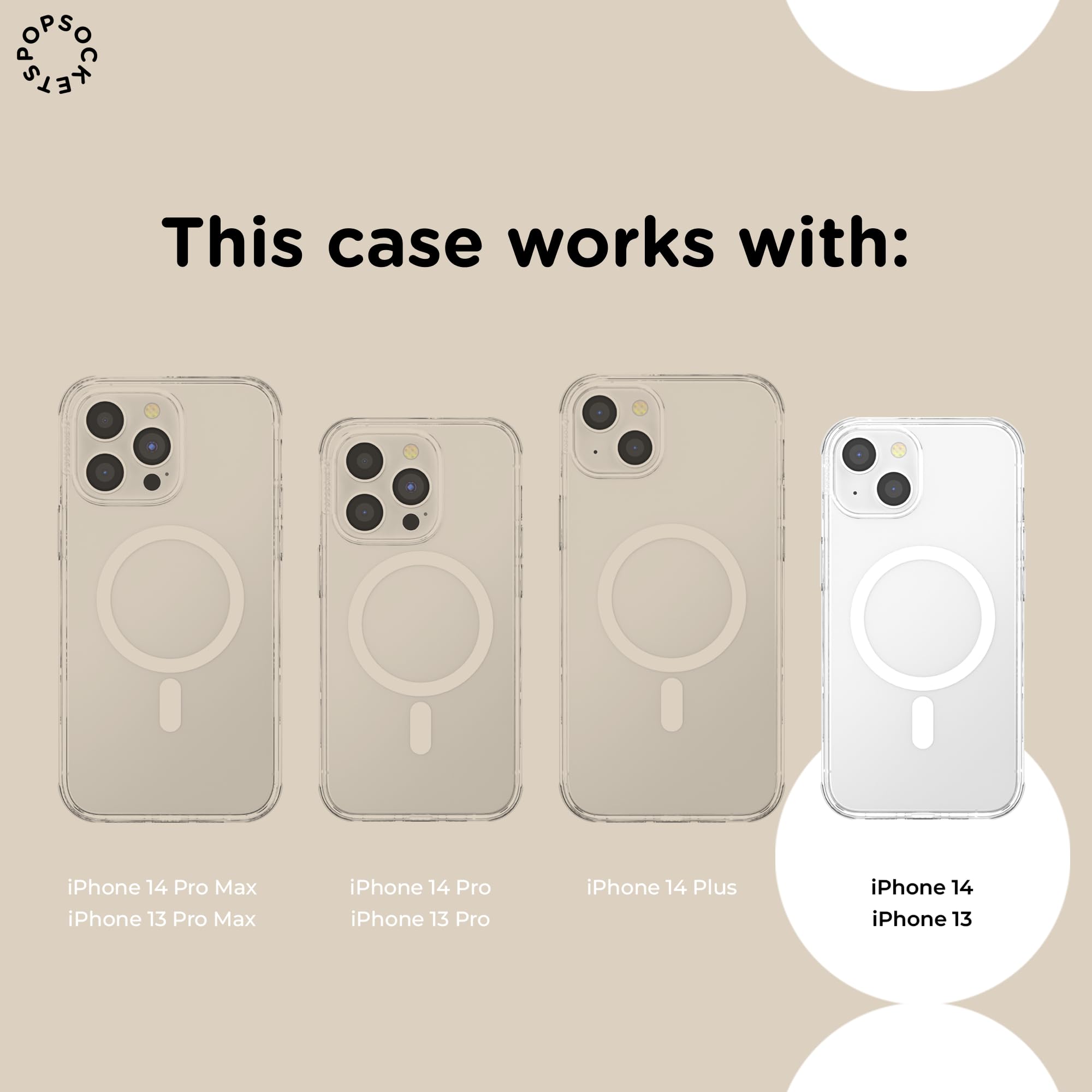 iPhone 14 Case PopSockets with Phone Grip and Slide Compatible with MagSafe, Phone Case for iPhone 14, Wireless Charging Compatible - Transluscent Black