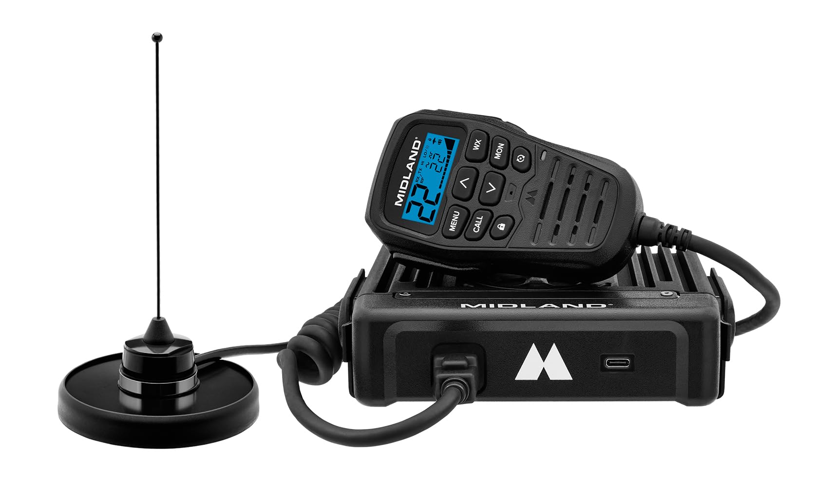 Midland® GMRS MXT575 Mobile Radio, Two-Way Radio with NOAA Weather Scan and Alert - for Farms, Ranches, Overlanding - Repeater Capable, Integrated Control Mic,- External Magnetic Mount
