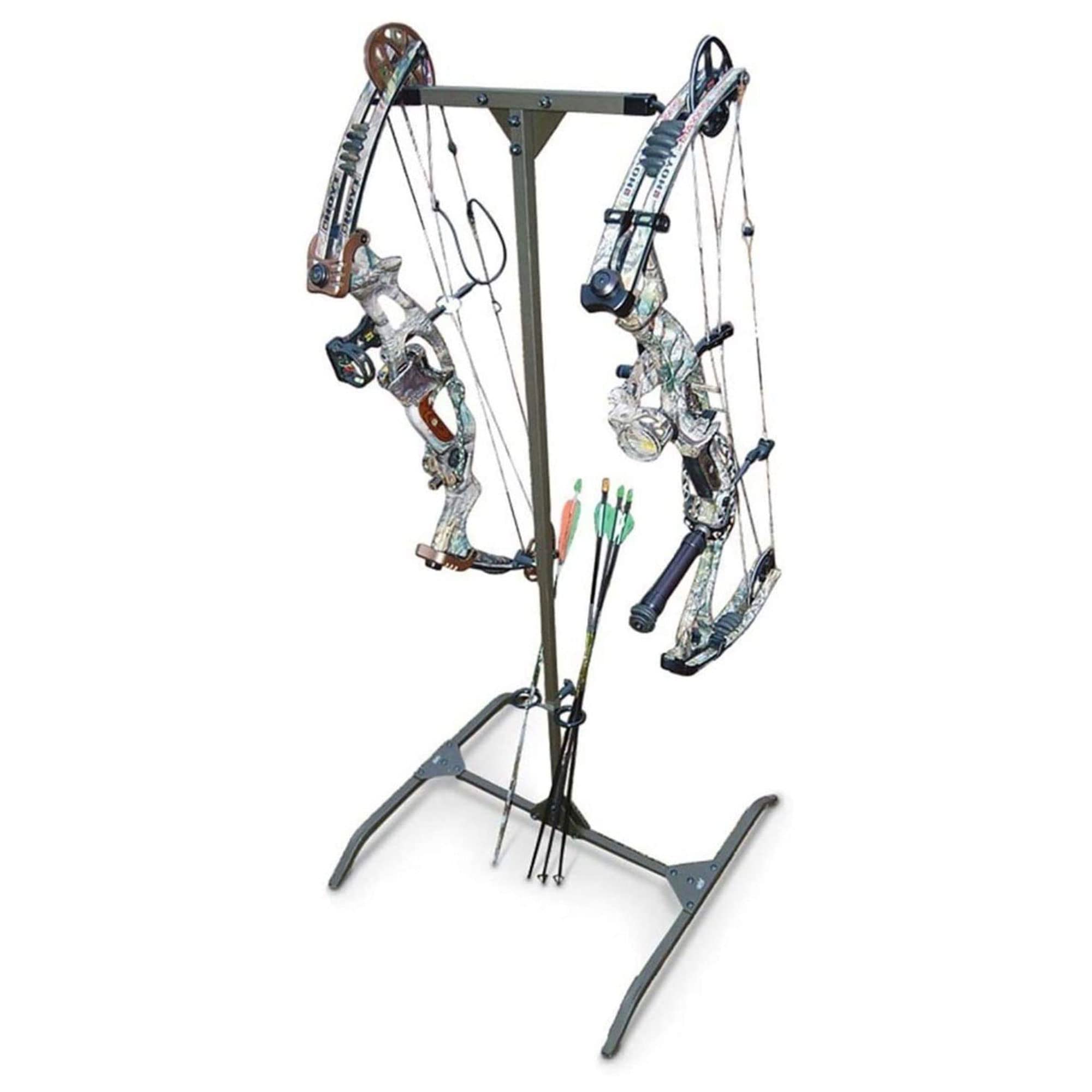 HME Portable Convenient Reliable Lightweight Durable Dual-Sided Versatile Archery Hard Surface Bow Practice Hanger with Archer's Arrow Caddies Included