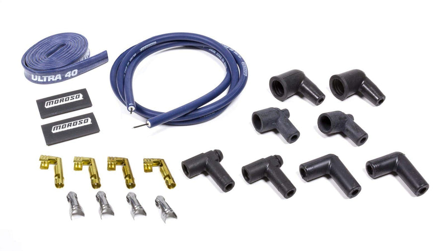 Moroso Ignition Coil Wire Kit 73240, Ultra 40 wire in Blue w/Sleeve
