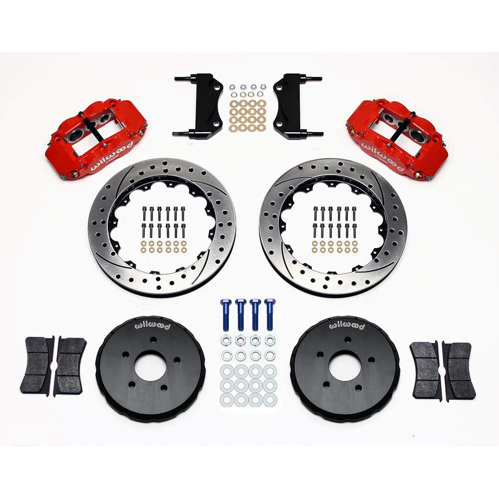 WILWOOD Front Hat Kit,140-9190-DR FNSL6R,13.06", Drill, Red Nissan 350Z/Infiniti G35