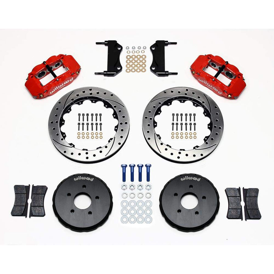 WILWOOD Front Hat Kit,140-9190-DR FNSL6R,13.06", Drill, Red Nissan 350Z/Infiniti G35