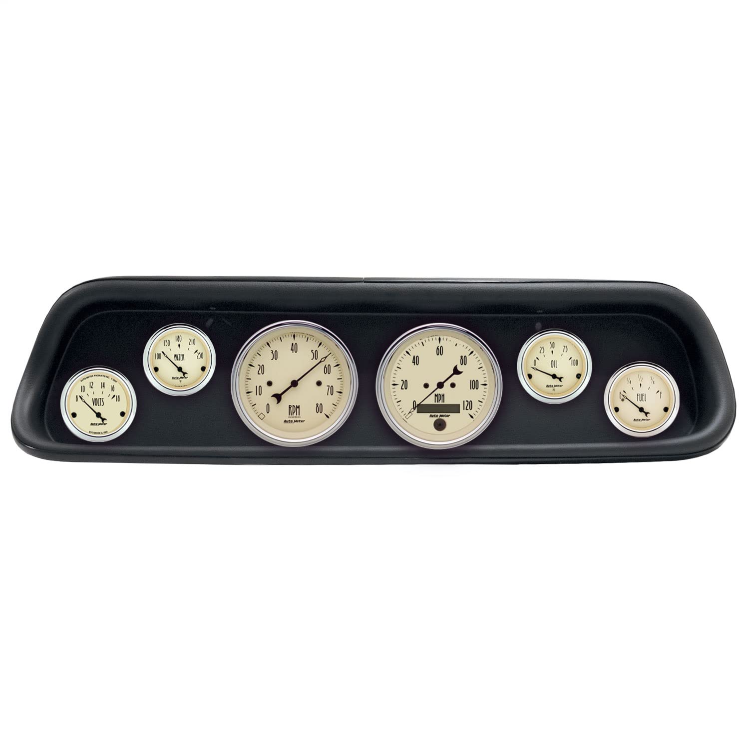 AutoMeter Dash Kit Direct Fit, (3 3/8" X2, 2 1/16" X4), Ford Mustang 64-65, Antique Beige (2107-02)
