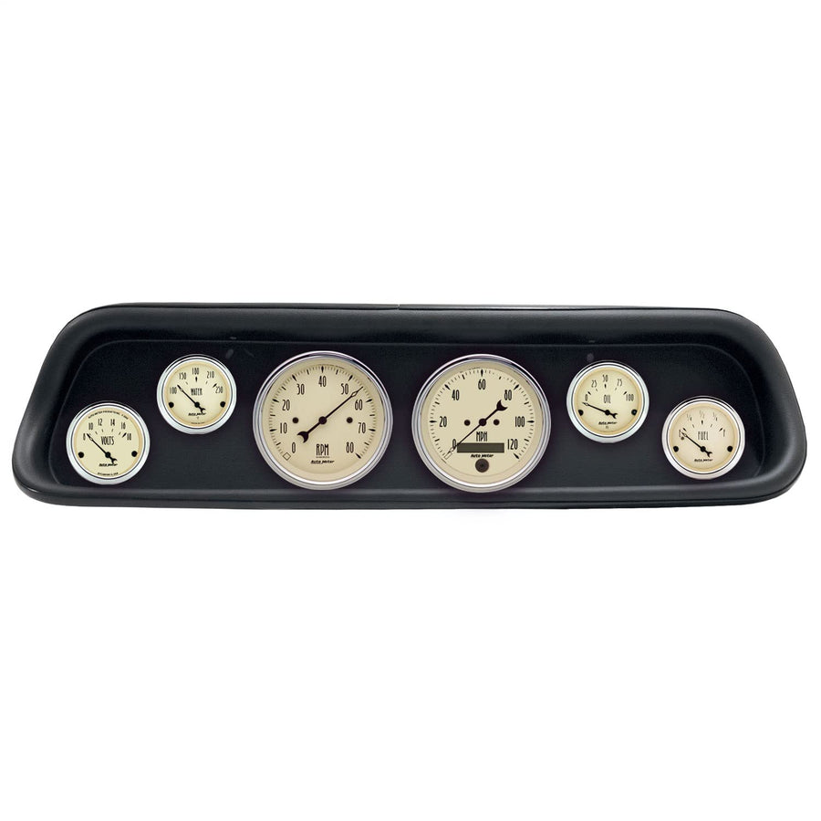 AutoMeter Dash Kit Direct Fit, (3 3/8" X2, 2 1/16" X4), Ford Mustang 64-65, Antique Beige (2107-02)