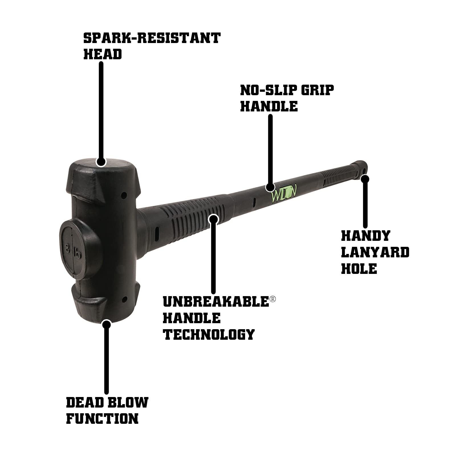 B.A.S.H Wilton 30" Dead Blow Hammer, 8 Lb Head (55830)