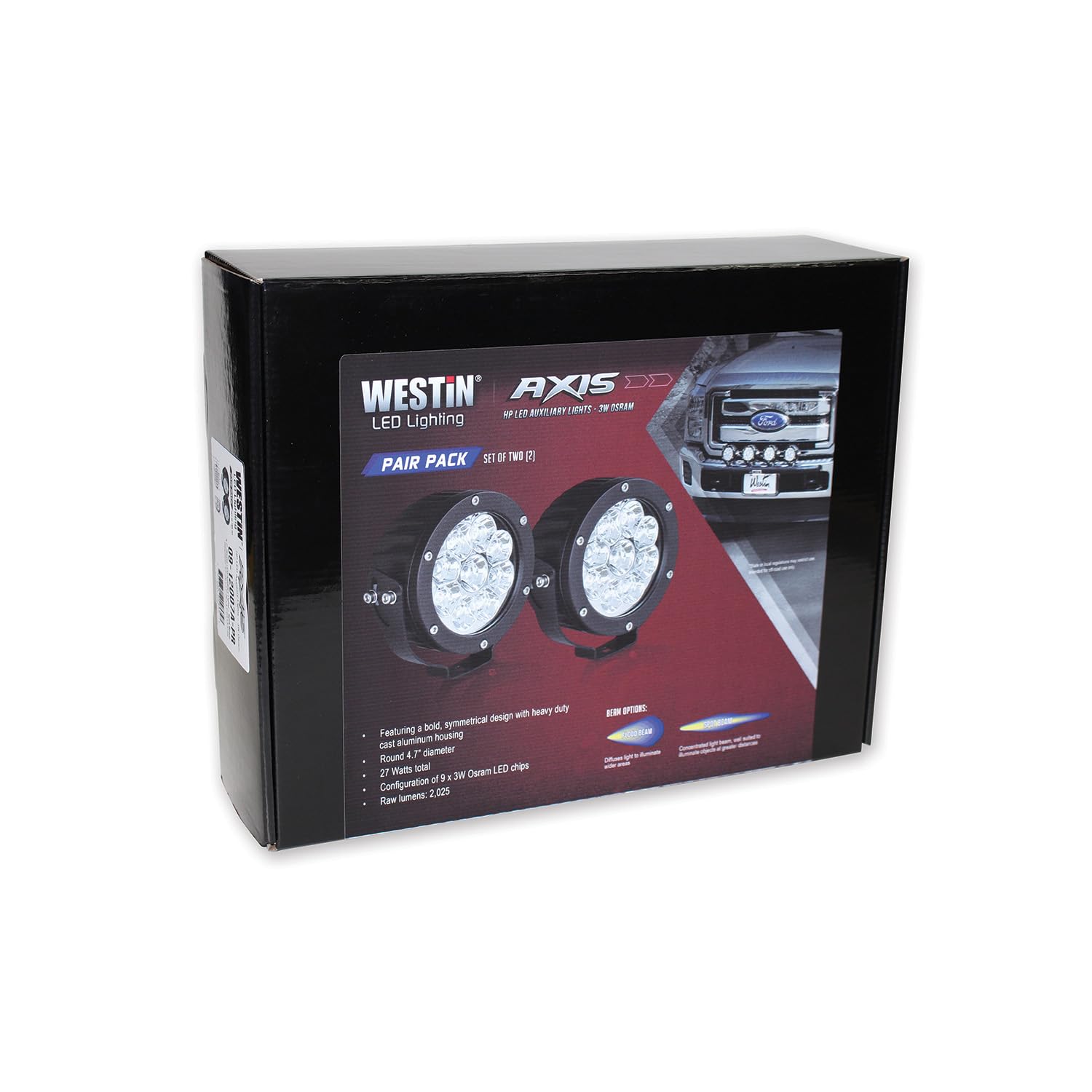 Axis LED Auxiliary Light Westin 09-12007B-PR 4.75 inch Round Flood 3W (Set of 2)