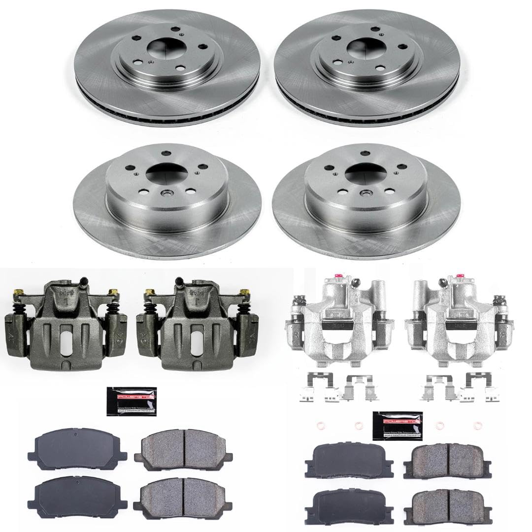 Power Stop Autospecialty KCOE1139 Front & Rear Caliper Brake Kit- Brake Rotors, Ceramic Brake Pads and Brake Calipers For Toyota Highlander 2001-2003 [Model Specific]