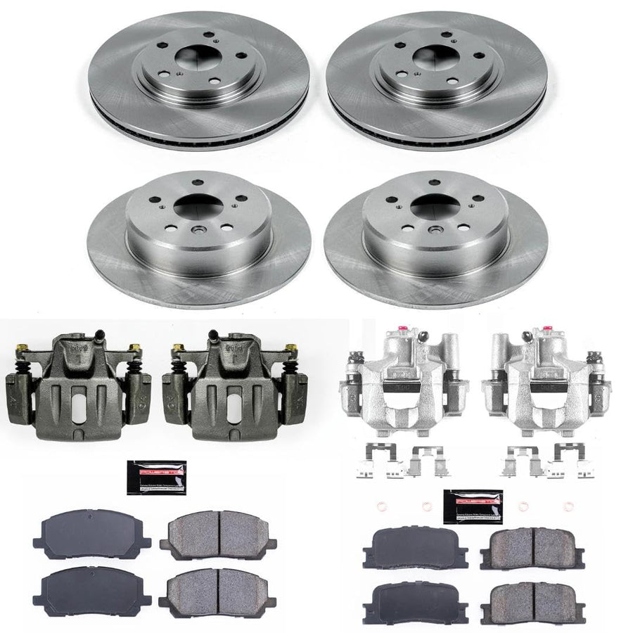 Power Stop Autospecialty KCOE1139 Front & Rear Caliper Brake Kit- Brake Rotors, Ceramic Brake Pads and Brake Calipers For Toyota Highlander 2001-2003 [Model Specific]