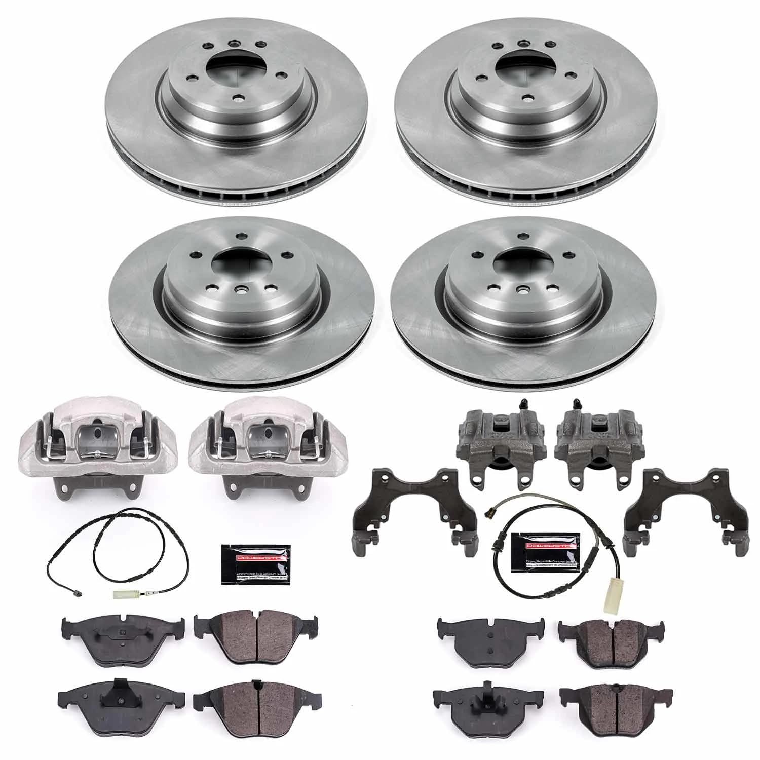 Power Stop KCOE7021 Replacement Autospeciality Front and Rear Caliper Kit- OE Rotors, Ceramic Brake Pads, Calipers For BMW X1 2013-2015 [Model Specific]