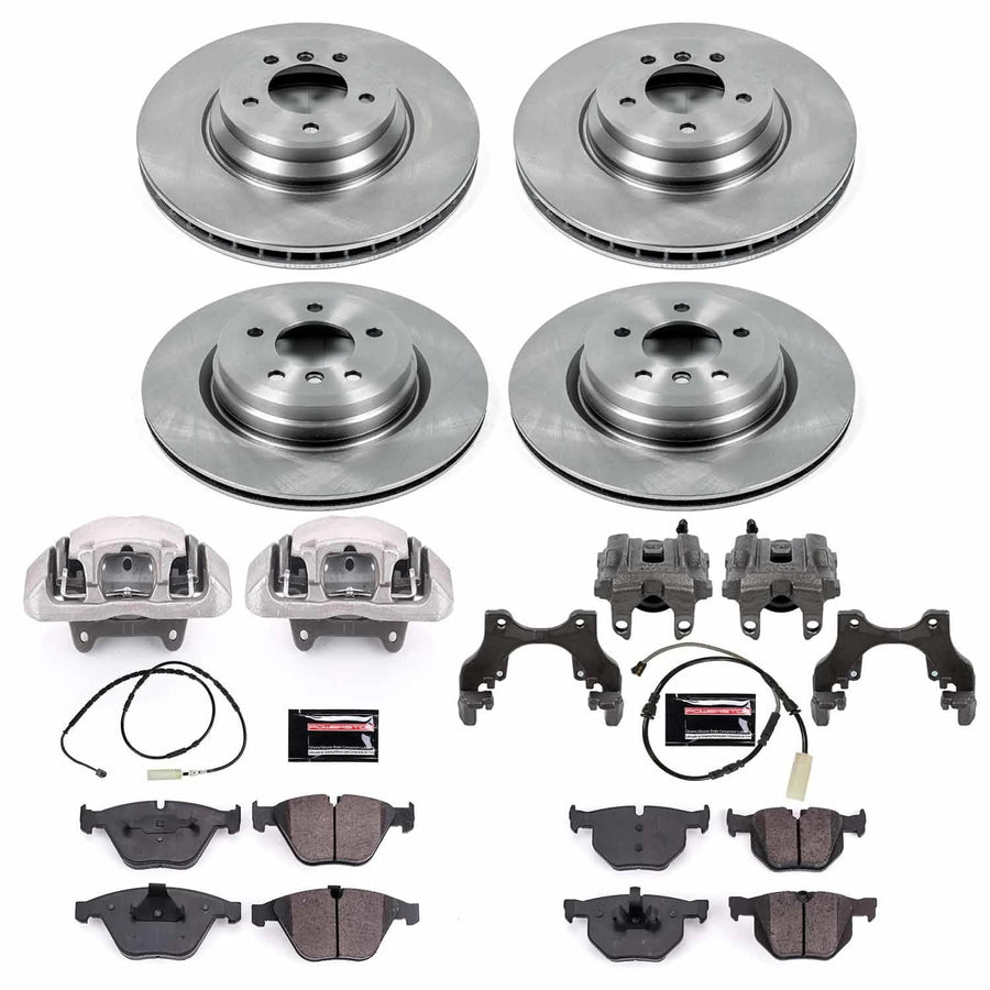Power Stop KCOE7021 Replacement Autospeciality Front and Rear Caliper Kit- OE Rotors, Ceramic Brake Pads, Calipers For BMW X1 2013-2015 [Model Specific]