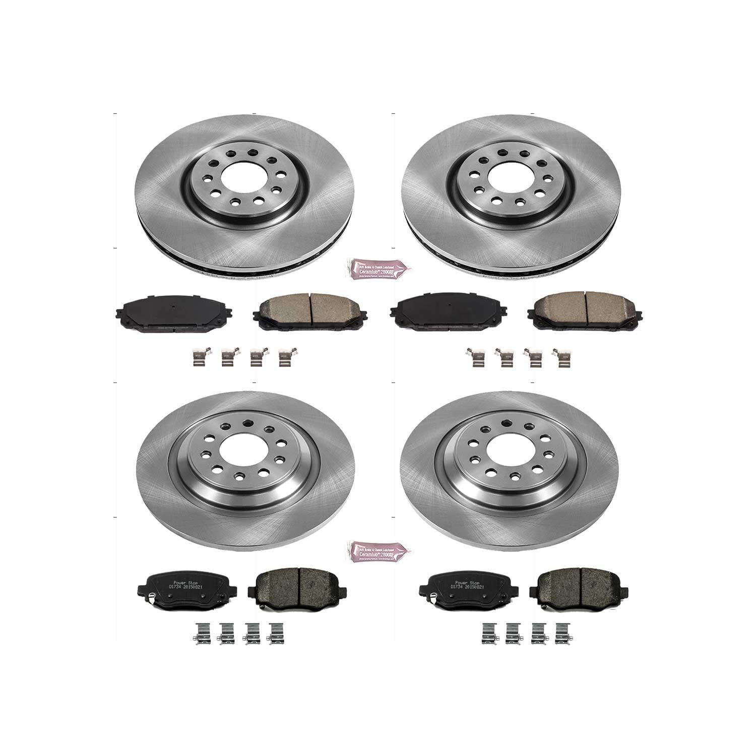 Power Stop KOE7415 Replacement Brake Kit-OE Front and Rear Brake Rotors & Ceramic Pads For 2017 2018 2019 2020 2021 Jeep Cherokee