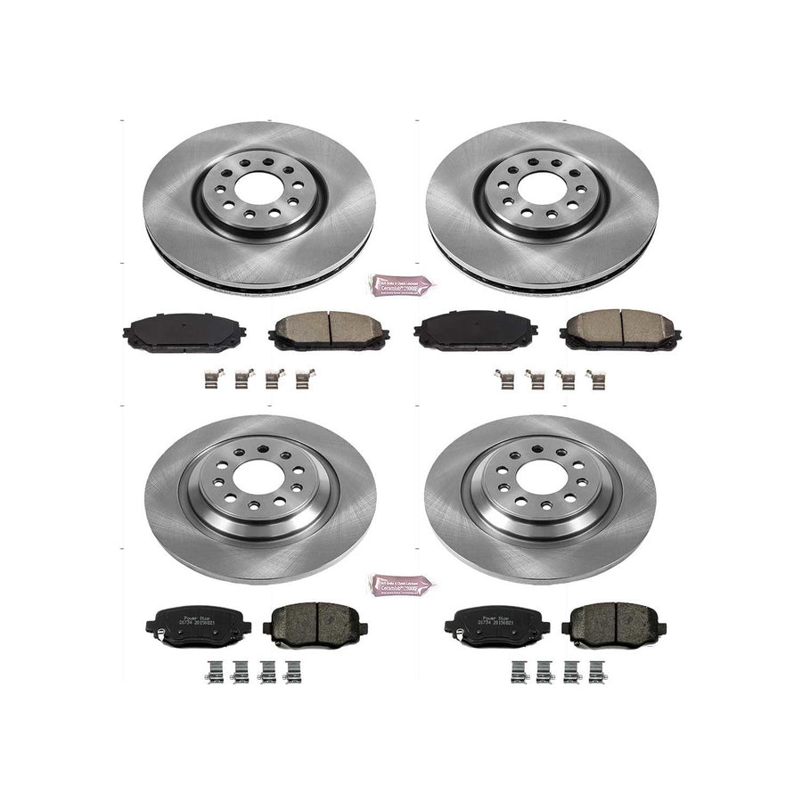 Power Stop KOE7415 Replacement Brake Kit-OE Front and Rear Brake Rotors & Ceramic Pads For 2017 2018 2019 2020 2021 Jeep Cherokee