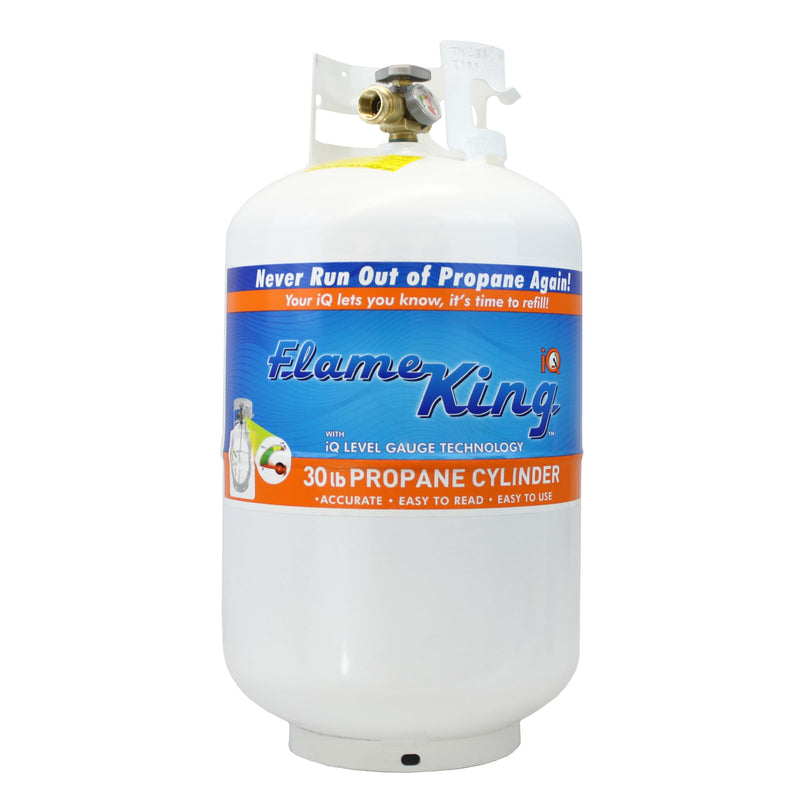 Flame King 30lb YSN330 Steel Propane Tank Cylinder with Gauge and OPD Valve for Grills and BBQs, Camping, Fishing, & Outdoor Activities, White