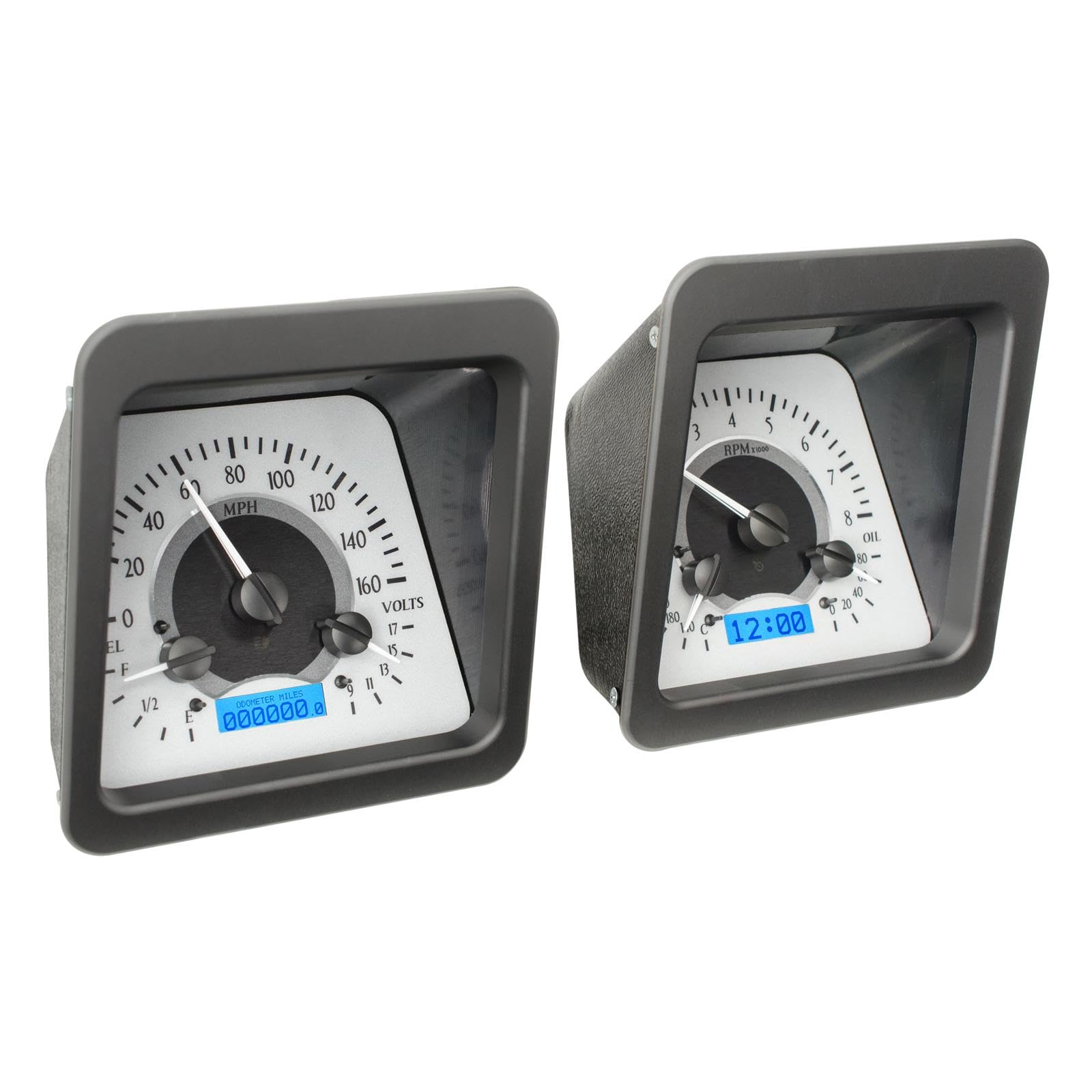 Dakota Digital VHX-69C-CAM-S-B Analog Dash Gauge System Compatible with 1969 Chevy Camaro Silver Alloy Blue Backlighting