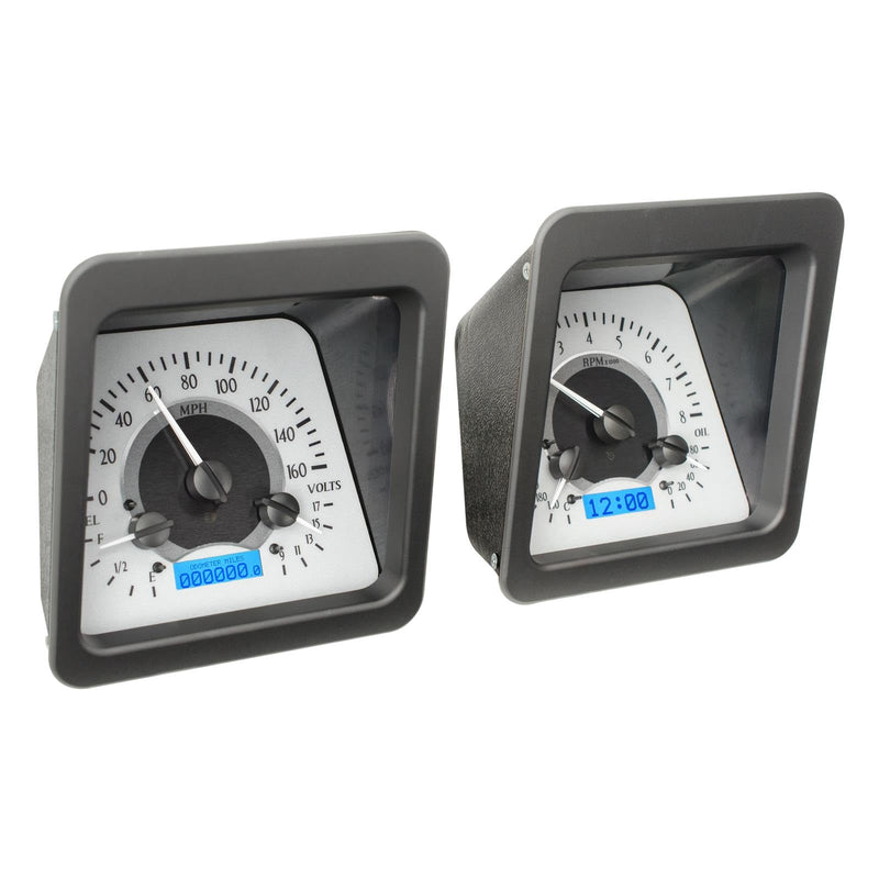 Dakota Digital VHX-69C-CAM-S-B Analog Dash Gauge System Compatible with 1969 Chevy Camaro Silver Alloy Blue Backlighting