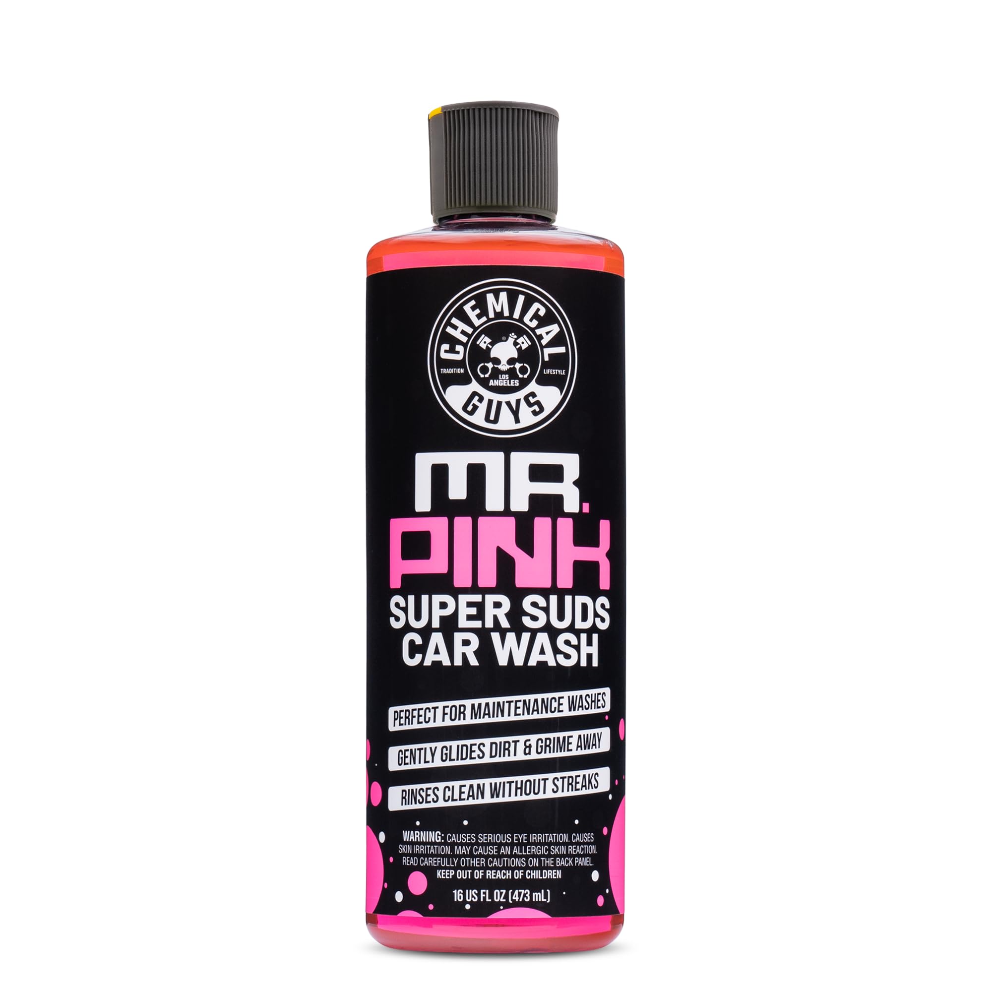 Chemical Guys Car Wash Soap Mr. Pink - 16 oz Super Suds Foaming Soap for Cannon, Blaster, or Bucket Washing - pH Balanced, Safe on Wax, Sealant, Ceramic, and Clear Coat Finishes