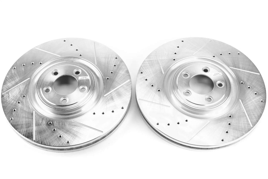 Power Stop Drilled and Slotted EBR1089XPR Front Brake Rotor Pair For F-Type, XF, XFR, XFR-S, XJ, XJR, XJR575, Jaguar, XKR, XKR-S [Model Specific]