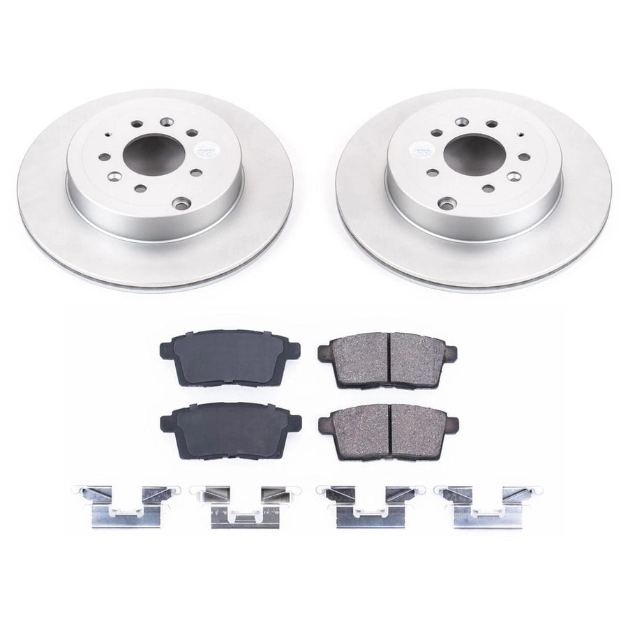Power Stop Coated Brake Rotor CRK5877 & Ceramic Brake Pads- rear For Mazda CX-9 2007-2015 [Model Specific]