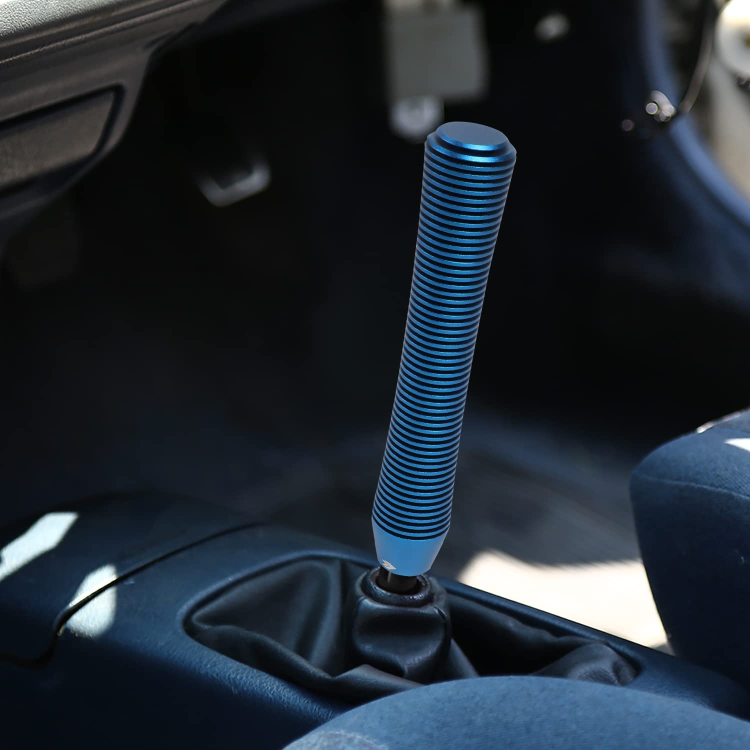 NRG Innovations Universal Aluminum SK-710BL Shift Knob with Thread Adapters, Heatsink Style Long Curvy Cylinder Lever, Blue