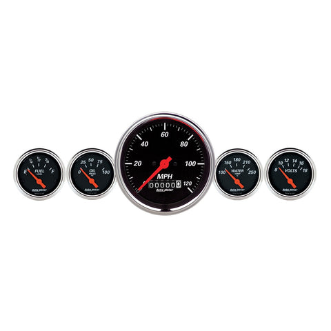 Auto Meter Designer Black 1440 Fuel/Oil/Speedo/Volt/Water 5 Gauge Set