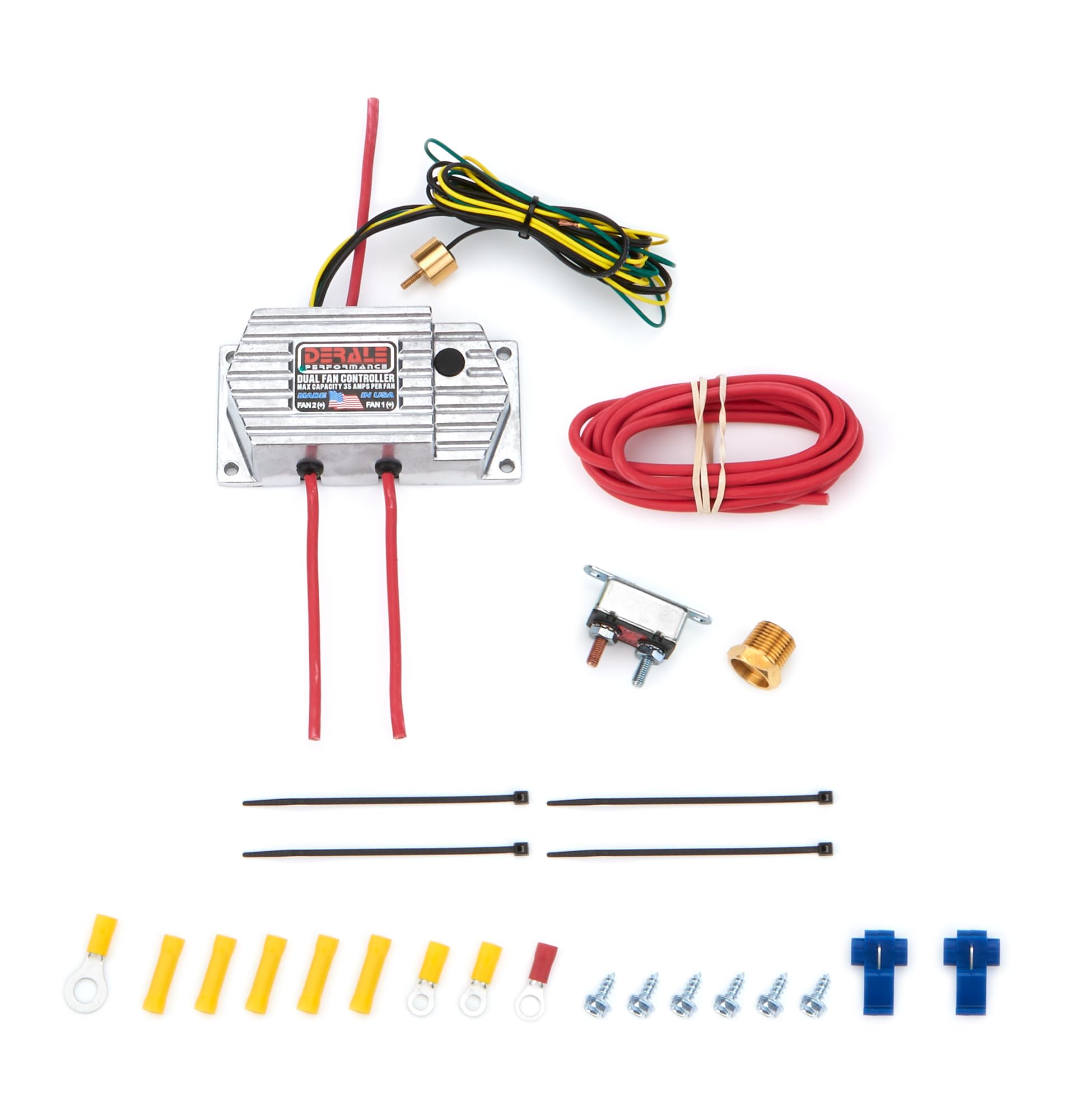 High Amperage Derale 16789 Dual Fan Controller with 3/8" NPT Thread In Probe