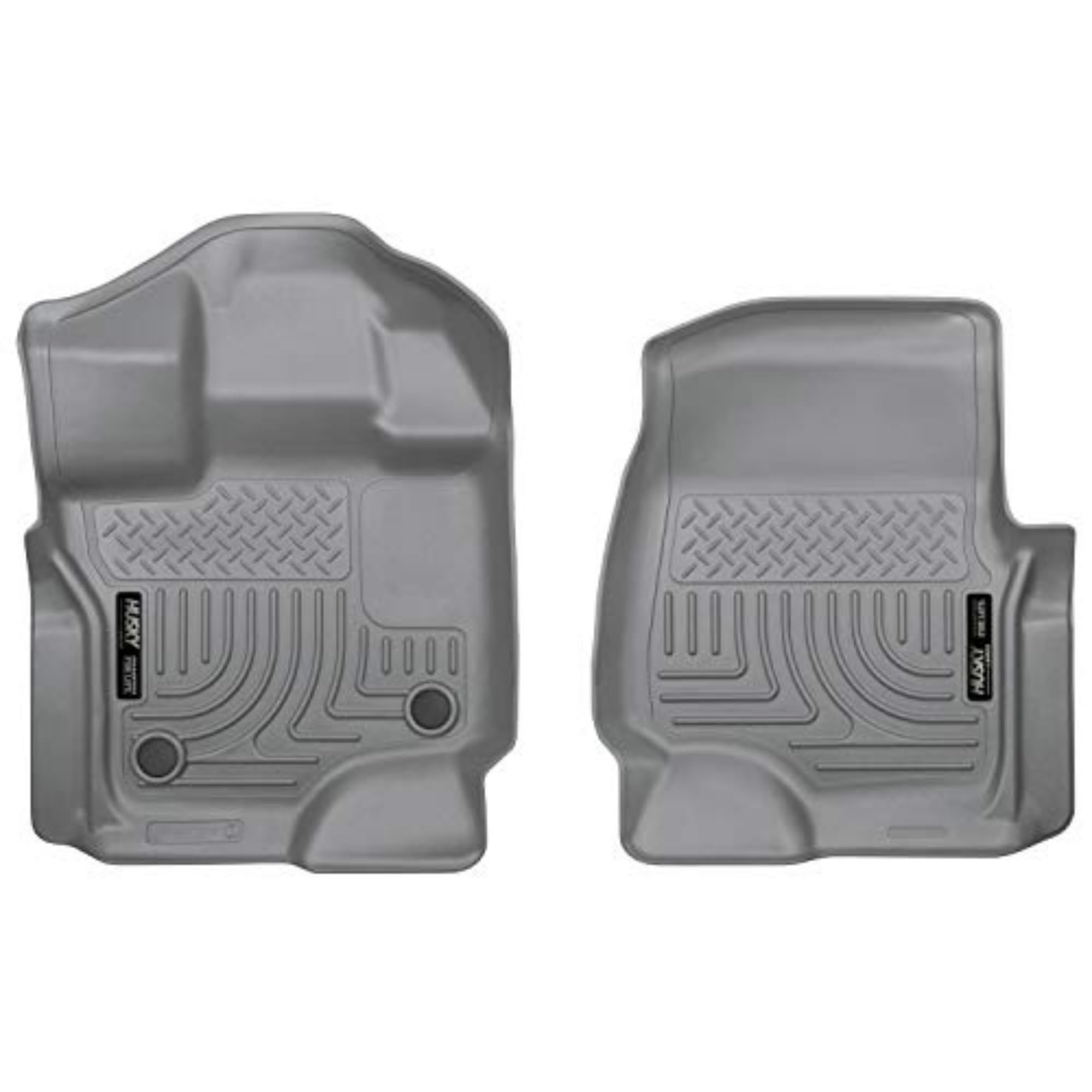 Husky Liners Floor Mats Weatherbeater | Fits 2015-2024 Ford F-150 SuperCrew/SuperCab (Includes 2022-2024 Lightning Model) | Front Row, 2-pc Grey - 18362