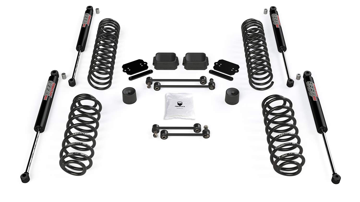 2dr TeraFlex JL: 2.5” Coil Spring Base Lift Kit & 9550 VSS Twin-Tube Shocks