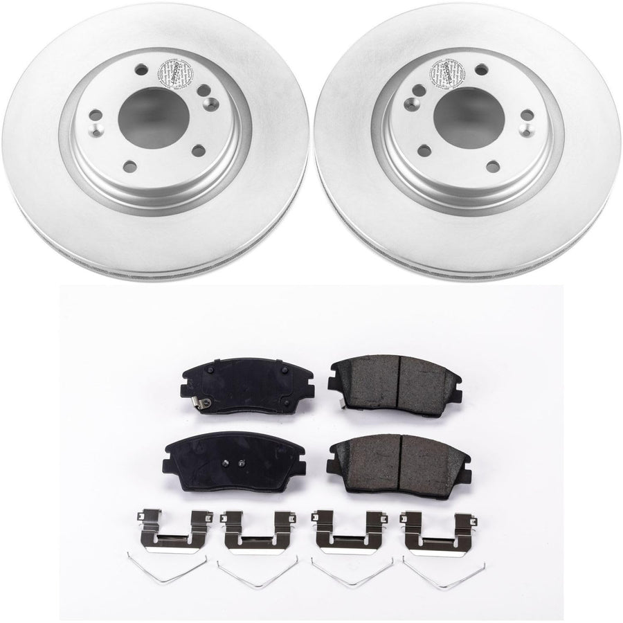 Power Stop Coated Brake Rotor and CRK7355 Ceramic Brake Pads- Front For Hyundai Elantra 2017-2020, Hyundai Tucson 2016-2021, Kia Sportage 2017-2022 [Model Specific]