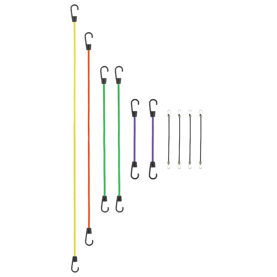 Adjustable SmartStraps Bungee Cord, Assorted Colors, 10 Pack – Includes Two 12”, Two 24”, One 36”, One 48”, and Four Mini Bungee Cords – Ideal for Securing Luggage, Gas Cans, and Coolers to Vehicles