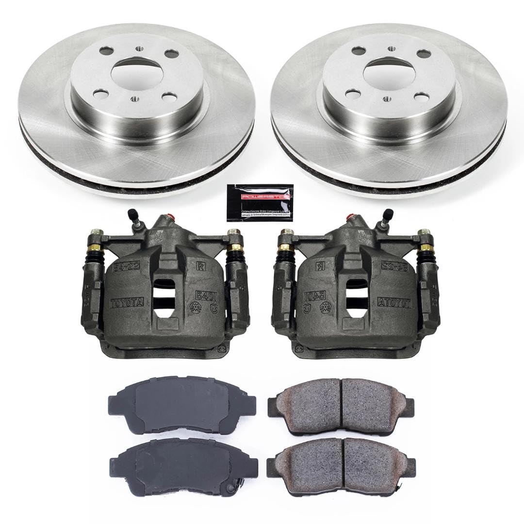 Power Stop KCOE1151 Replacement Autospeciality Front Caliper Kit- OE Rotors, Ceramic Brake Pads, Calipers For Geo Prizm 1993-1997, Toyota Corolla 1993-1997 [Model Specific]