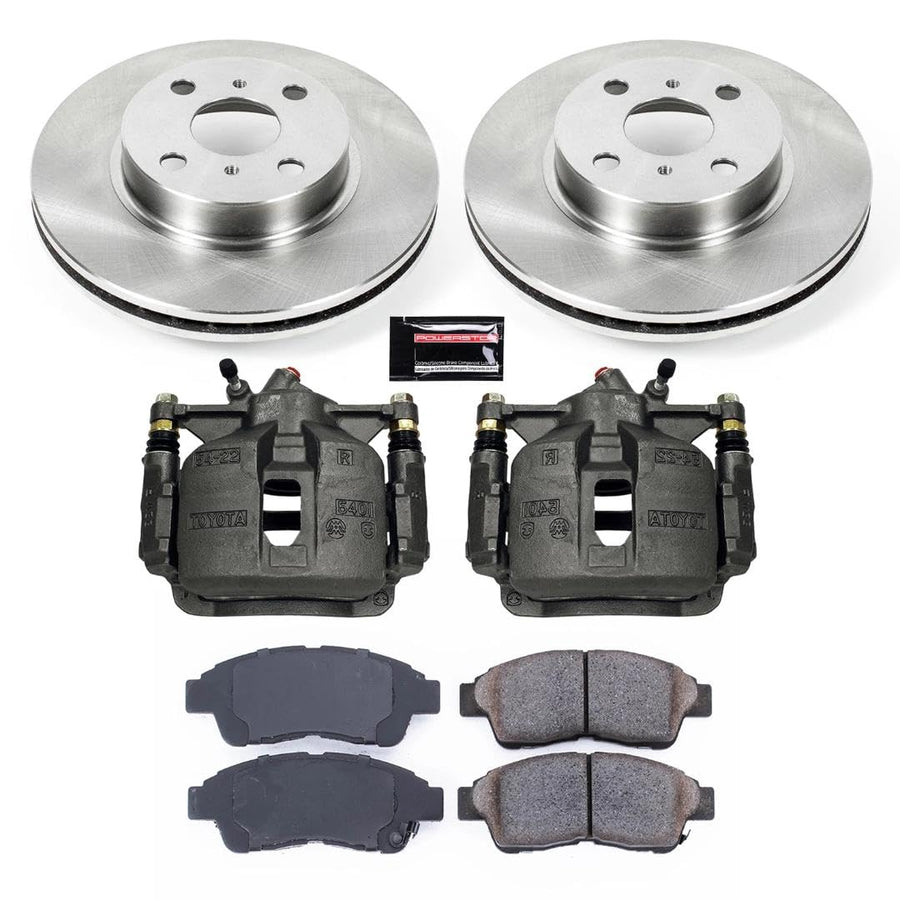 Power Stop KCOE1151 Replacement Autospeciality Front Caliper Kit- OE Rotors, Ceramic Brake Pads, Calipers For Geo Prizm 1993-1997, Toyota Corolla 1993-1997 [Model Specific]