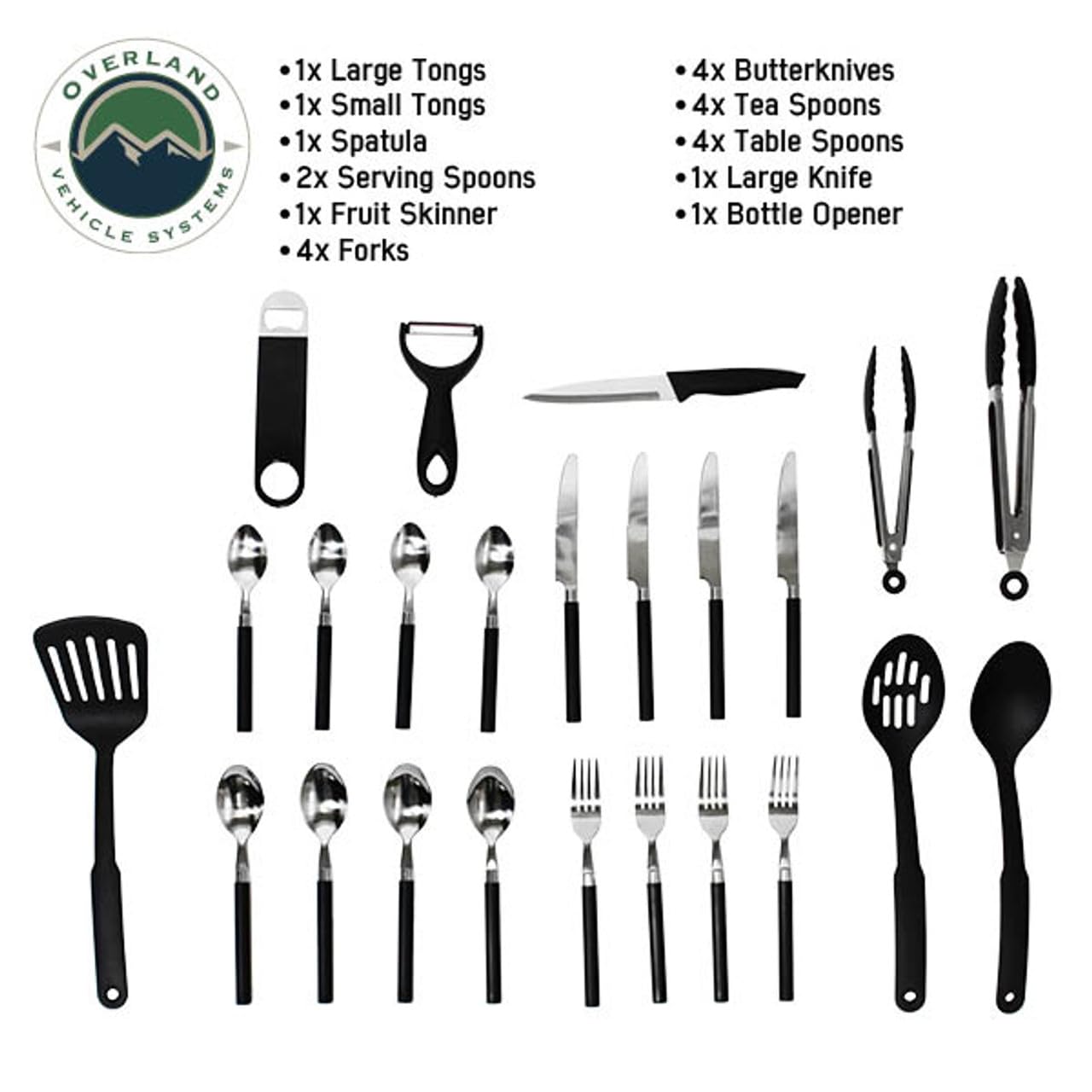 Overland Kitchen Kit - Overland Vehicle Systems - 24 Piece Cooking and Utensil Kit, Hanging Carrying Case - Premium Polycotton Ripstop Material - for Camping, Picnics, and Outdoor Adventures