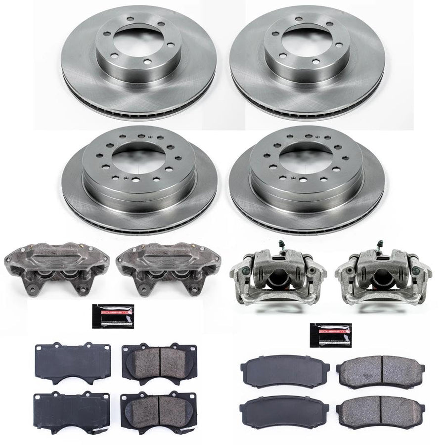 Power Stop KCOE2422A Replacement Autospeciality Front and Rear Caliper Kit- OE Rotors | Ceramic Brake Pads | Calipers For Lexus GX470 2003-2009 [Vehicle Specific]