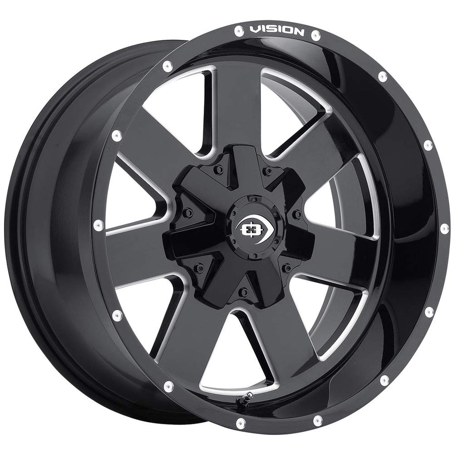 20x10 Vision 411 Arc Black/Milled Wheel Rim 5x5.5"/5x150-25mm Inch