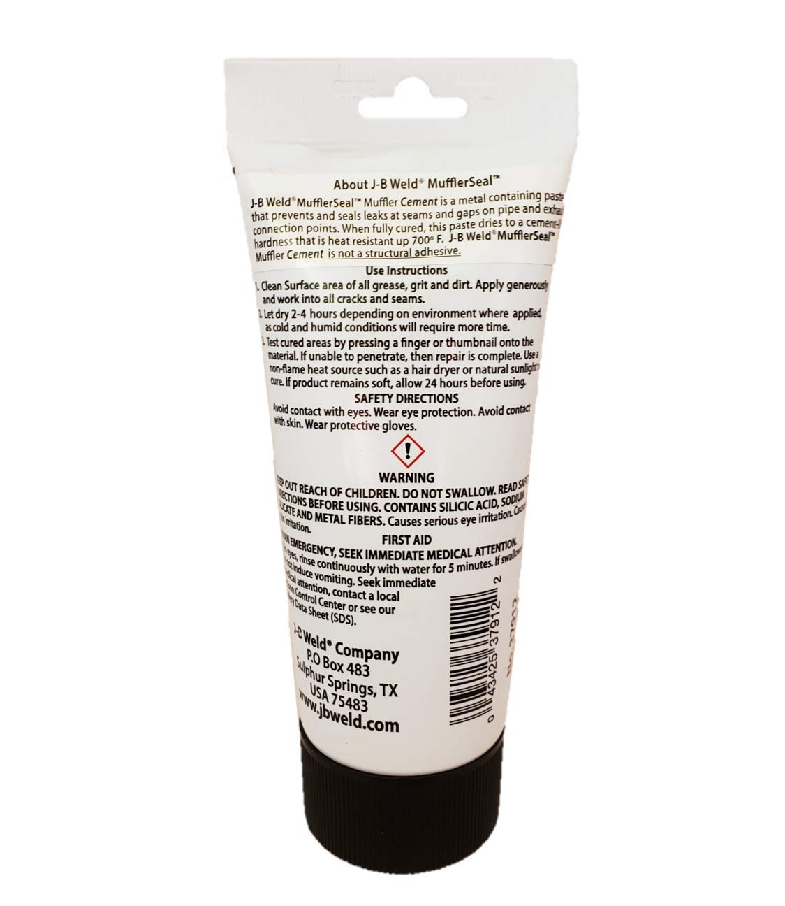 MufflerSeal J-B Weld Muffler Cement Plastic Tube 12 oz., Model Number: 37912