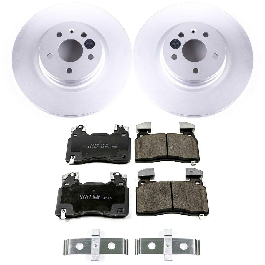 Power Stop CRK6798 Front Brake Kit- Coated Brake Rotors & Z17 Ceramic Brake Pads For Tesla S 2012-2021, Tesla X 2016-2021 [Model Specific]