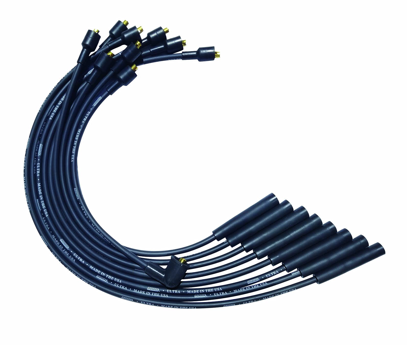 Moroso Ultra Series Black Spark Plug Wires, Mopar Chrysler 273/318/340/360, Non HEI Distributor, Straight Plug Ends