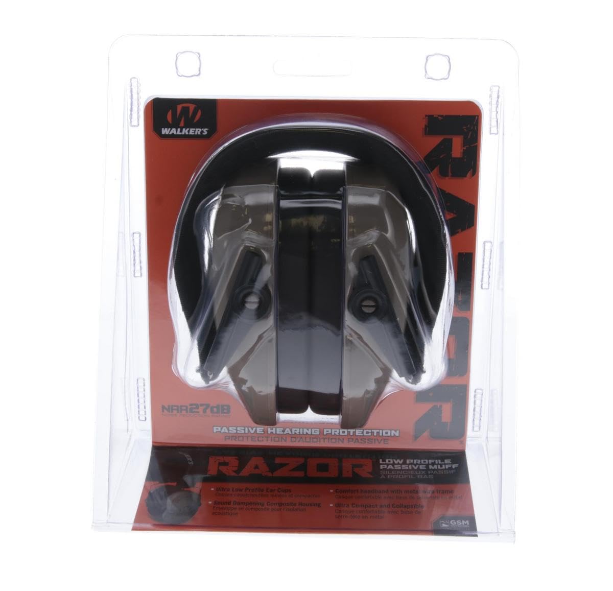 Walker's Passive Razor Slim Earmuff - Ultra Low-Profile Earcups - Flat Dark Earth (GWP-RSMPAS-FDE)