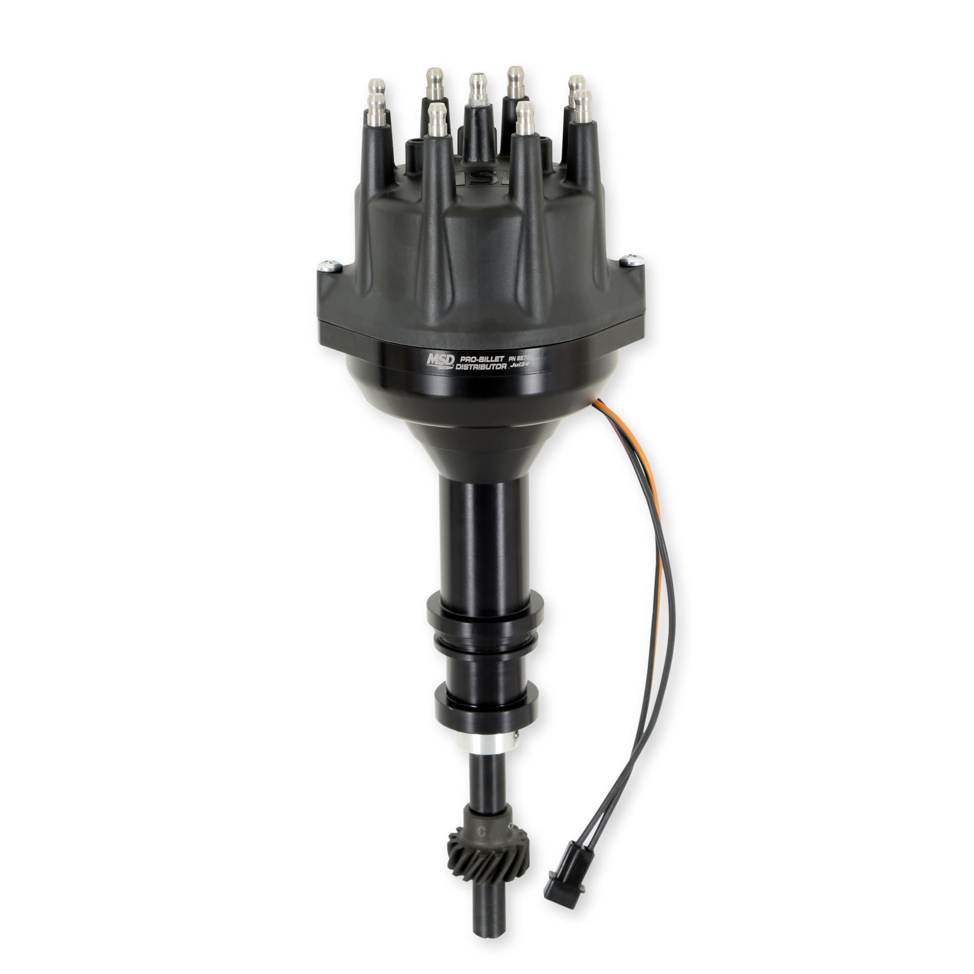 Small Diameter MSD Pro-Billet Distributor, Iron Gear, Black 85783