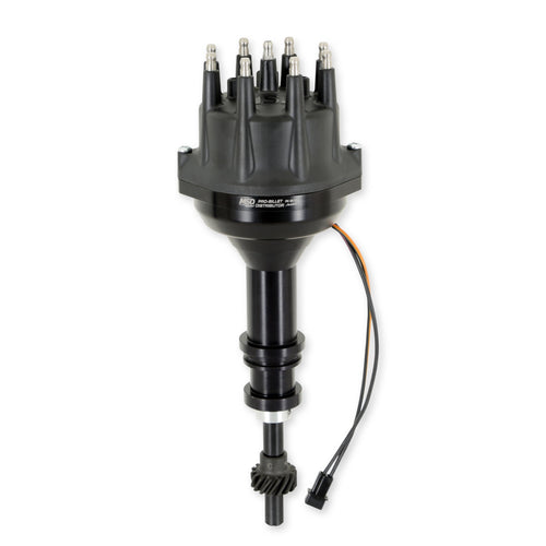 Small Diameter MSD Pro-Billet Distributor, Iron Gear, Black 85783
